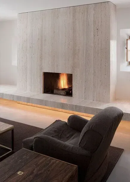 Beige Travertine applied in an interior