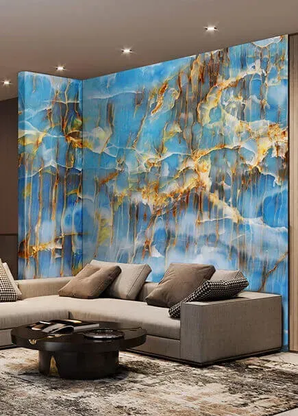 Blue Onyx applied in an interior