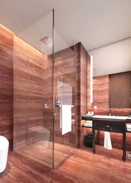 Greek Rosa Travertine applied in an interior