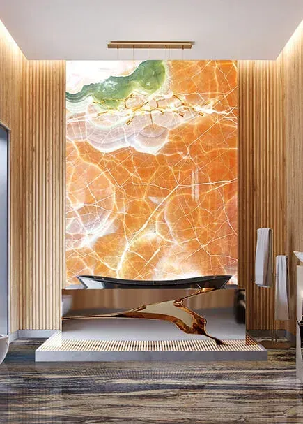 Honey Lime Onyx applied in an interior