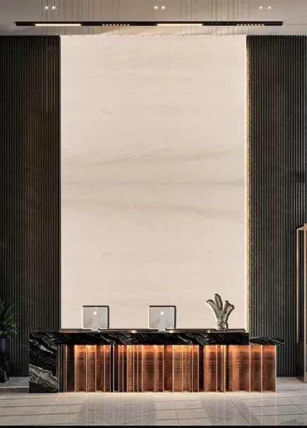 Moca Cream Portugese Limestone applied in an interior