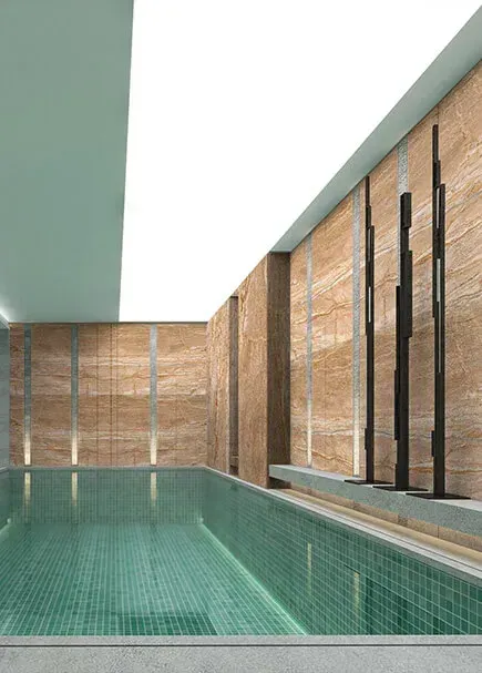 Multi Color Travertine applied in an interior