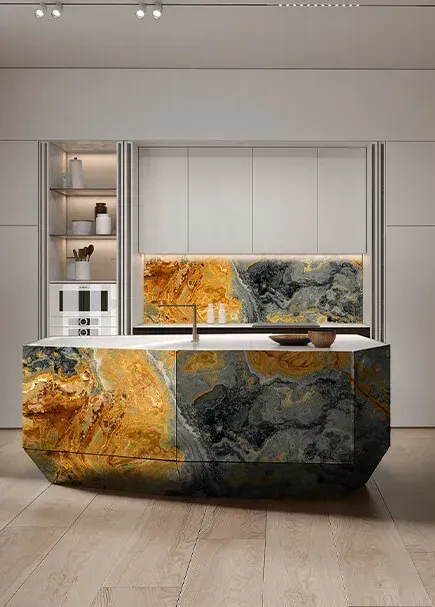 Persian Blue Onyx applied in an interior