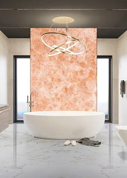 Pink Crystal Onyx applied in an interior