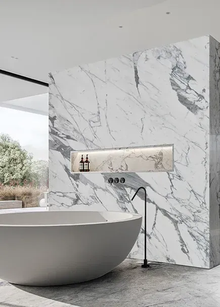 Statuario applied in an interior