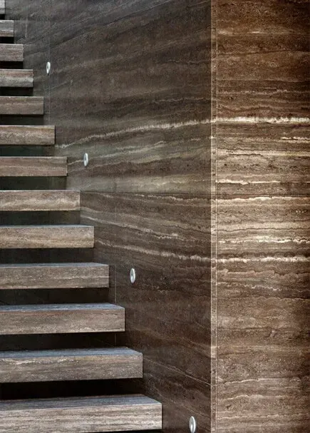 Titanium Travertine applied in an interior